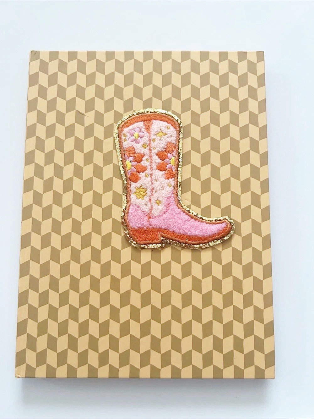 Dolly-esque Lined Journal with Geometric Patterned Hardcover and Cowgirl Boot